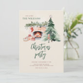 Christmas Tree Holiday Party Invitation Kaart (Staand voorkant)