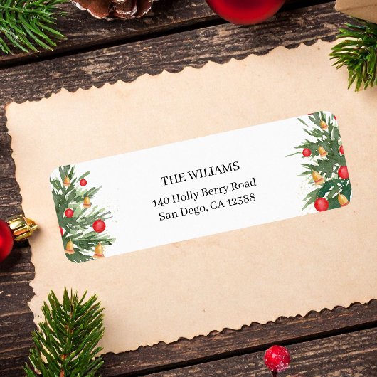 Christmas Tree Holiday Return Address Etiket
