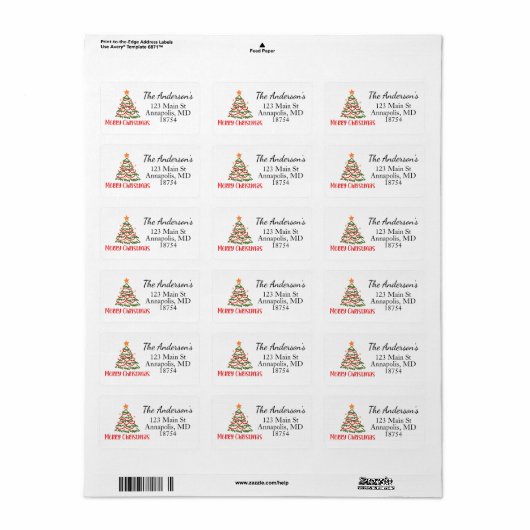 Christmas Tree Holiday Return Address Label (Full Sheet)