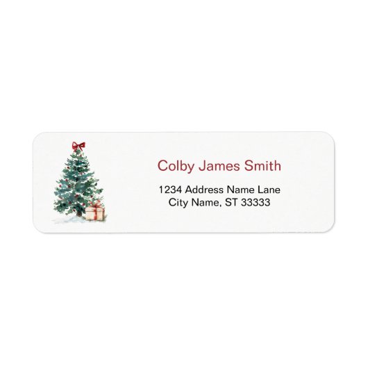 Christmas Tree Holiday Return Address Labels (Voorkant)
