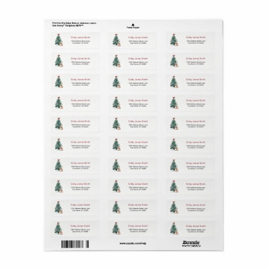 Christmas Tree Holiday Return Address Labels (Full Sheet)