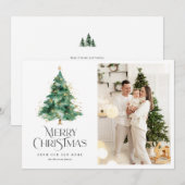 Christmas tree holiday text moving announcement feestdagenkaart (Voorkant / Achterkant)