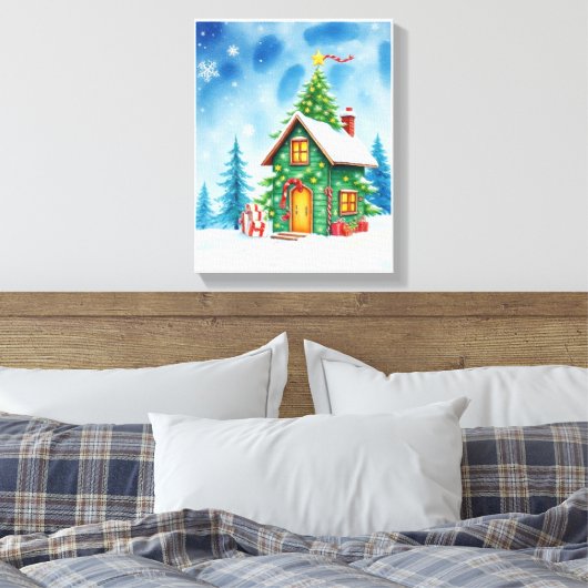 Christmas Tree House Canvas Afdruk (Insitu (Slaapkamer))