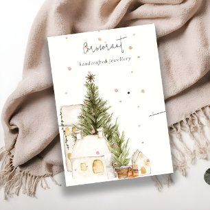 Christmas Tree House Logo Oorbel Ketting Houder Visitekaartje