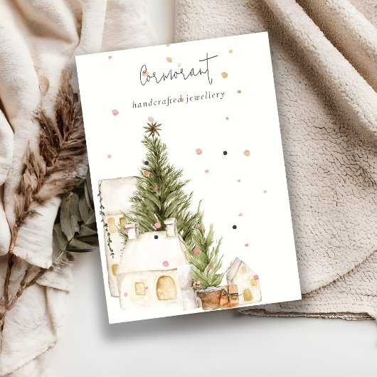 Christmas Tree House Sneeuw 2 Oorbel Stud Houder Visitekaartje