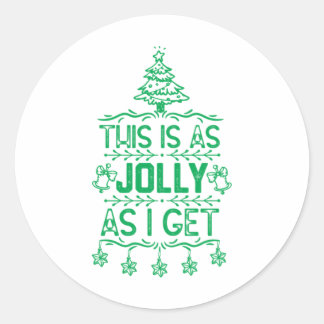 Christmas Tree Illustration Funny Xmas Gezegde voo Ronde Sticker