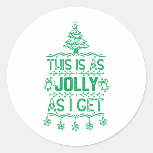 Christmas Tree Illustration Funny Xmas Gezegde voo Ronde Sticker (Voorkant)