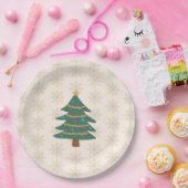 Christmas Tree Illustration Snowflake Pattern Papieren Bordje (Feest)