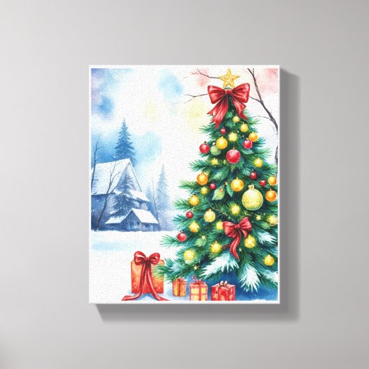 Christmas Tree in Winter Wonderland Canvas Afdruk (Voorkant)