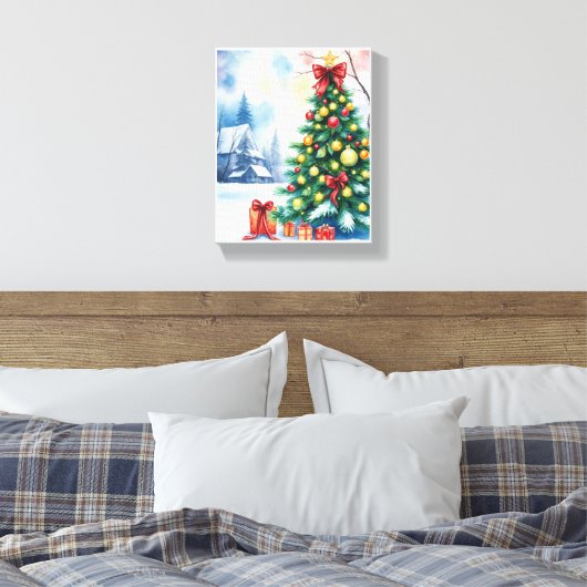 Christmas Tree in Winter Wonderland Canvas Afdruk (Insitu (Slaapkamer))