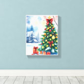 Christmas Tree in Winter Wonderland Canvas Afdruk (Insitu (Houten vloer))