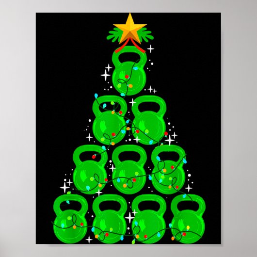 Christmas Tree Kettlebell Xmas Gym Workout Fitness Poster (Voorkant)