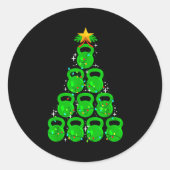 Christmas Tree Kettlebell Xmas Gym Workout Fitness Ronde Sticker (Voorkant)