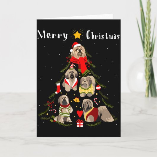 Christmas Tree Lhasa Apso Lover Xmas Dog Owner New Kaart (Voorkant)