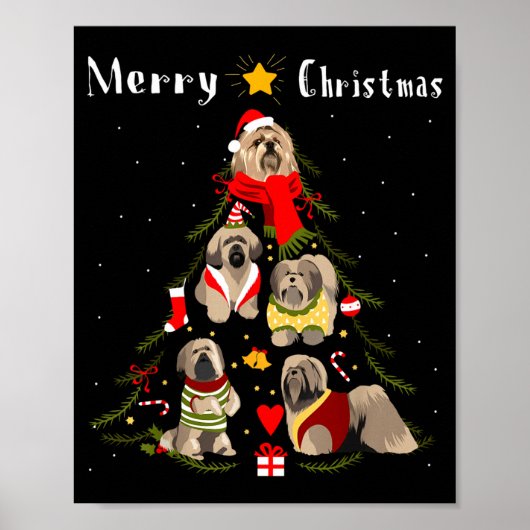 Christmas Tree Lhasa Apso Lover Xmas Dog Owner New Poster (Voorkant)
