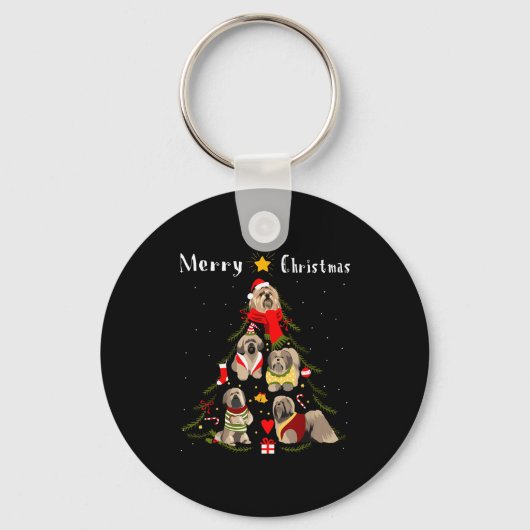 Christmas Tree Lhasa Apso Lover Xmas Dog Owner New Sleutelhanger (Voorkant)
