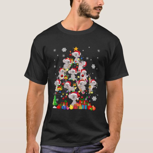 Christmas Tree Light Santa Koala Bear Animal T-shirt (Voorkant)