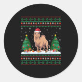 Christmas Tree Lights Bactrian Camel Santa Ugly Xm Ronde Sticker (Voorkant)