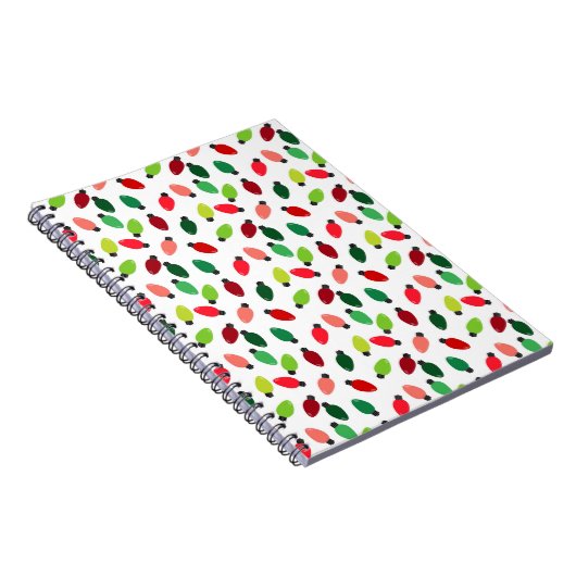 Christmas Tree Lights Bulbs Cover Notebook Journal Notitieboek (Rechterzijde)