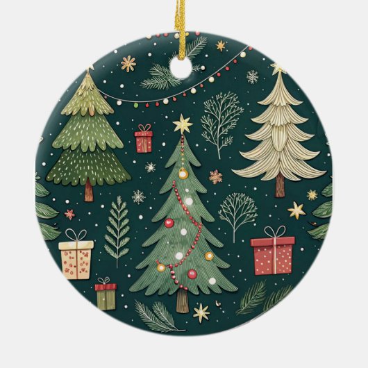 Christmas Tree Lights | Holiday Decoration Keramisch Ornament (Achterkant)