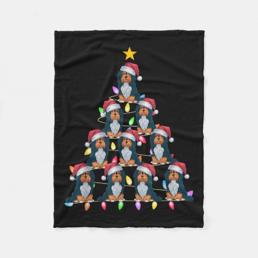 Christmas Tree Lights Men Women Santa Havanese Dog Fleece Deken (Voorkant)
