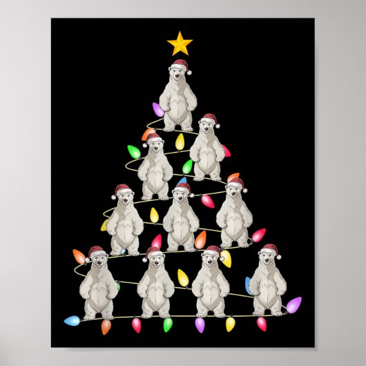Christmas Tree Lights Men Women Santa Lar Bear Xma Poster (Voorkant)