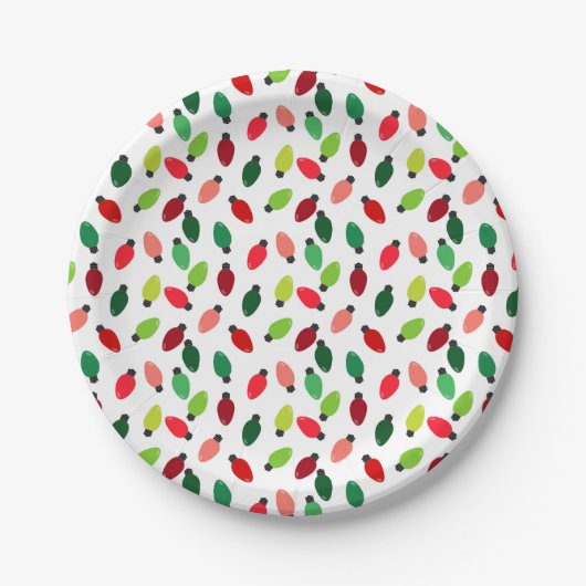 Christmas Tree Lights Party Paper Plates Papieren Bordje (Voorkant)
