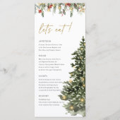 Christmas Tree Lights Pine Winter Wedding Dinner Menu (Voorkant)