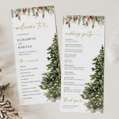 Christmas Tree Lights Pine Winter Wedding Program Programmakaart
