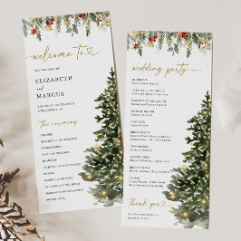 Christmas Tree Lights Pine Winter Wedding Program Programmakaart
