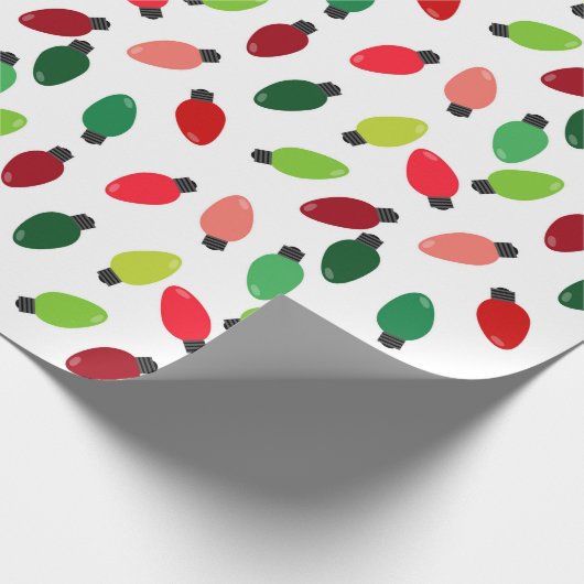 Christmas Tree Lights Print Wrap Paper Cadeaupapier (Hoek)