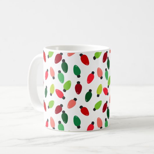 Christmas Tree Lights Printed Coffee Cup Mug Koffiemok (Voorkant links)