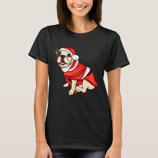 Christmas Tree Lights Santa Dog Xmas Boys Pugmas T-shirt (Voorkant)