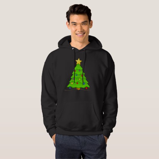 Christmas Tree Mannen Basic Hooded Sweatshirt (Voorkant volledig)