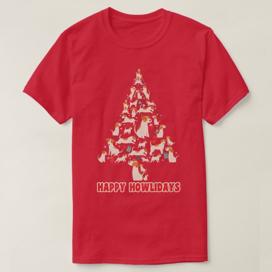 Christmas tree mas winter design dogs happy howlid t-shirt (Design voorkant)