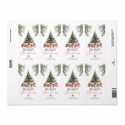 Christmas Tree Merry Christmas Gift Sticker (Full Sheet)