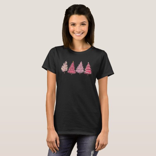 Christmas Tree Merry Christmas Pink Trees  For Wom T-shirt (Voorkant volledig)