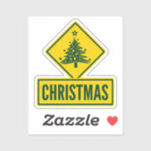 Christmas Tree Modern Holiday Road Warning Sign Sticker (Vel)