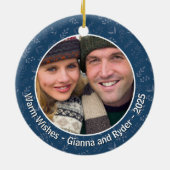 Christmas Tree Most Wonderful Time Custom Photo Keramisch Ornament (Achterkant)