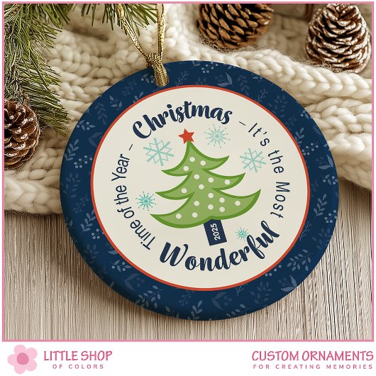 Christmas Tree Most Wonderful Time Custom Photo Keramisch Ornament
