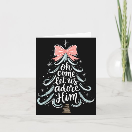 Christmas Tree Oh Come Let Jesus Us Adore Him Coqu Kaart (Voorkant)