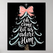 Christmas Tree Oh Come Let Jesus Us Adore Him Coqu Poster (Voorkant)