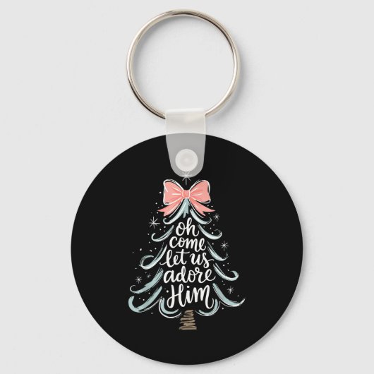 Christmas Tree Oh Come Let Jesus Us Adore Him Coqu Sleutelhanger (Voorkant)