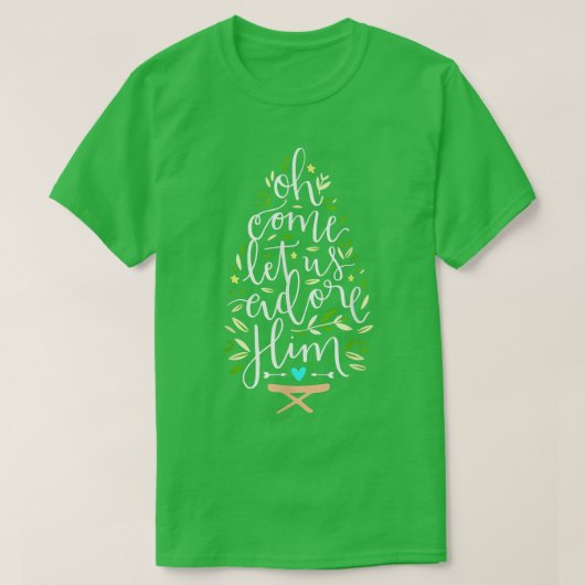 Christmas Tree Oh Come Let Us Adore Him, Christmas T-shirt (Design voorkant)
