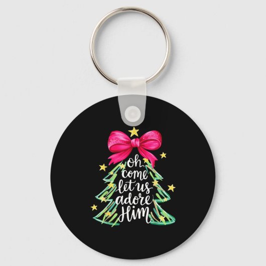 Christmas Tree Oh Come Let Us Adore Him Coquette B Sleutelhanger (Voorkant)