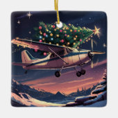 Christmas Tree on Cessna Airplane Photo Funny Keramisch Ornament (Voorkant)