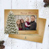 Christmas Tree on Parchment Vintage Photo Card Kaart