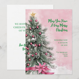 Christmas Tree on Pink Feestdagenkaart