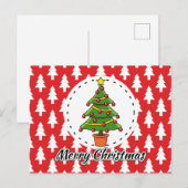 Christmas Tree on Red Pines Pattern - Merry Xmas Briefkaart (Voorkant / Achterkant)