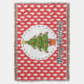 Christmas Tree on Red Pines Pattern - Merry Xmas Deken (Voorkant Verticaal)